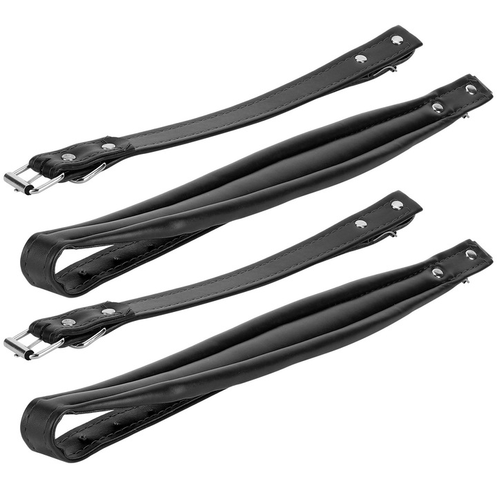Set 2 curele acordeon, Mmgoqqt, piele ecologica, ajustabile, negru, 83x110cm