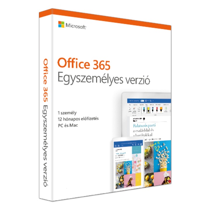 Microsoft Office 365 Egyszemélyes verzió, 1 felhasználó, 1 évre, QQ2-00012