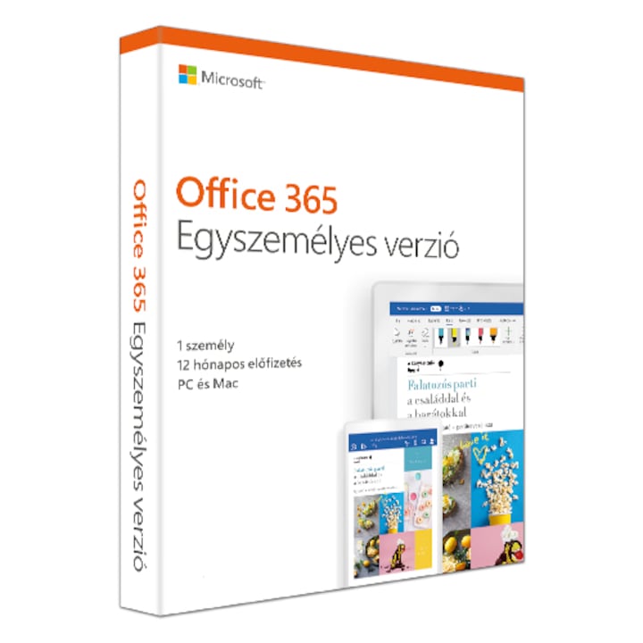 Microsoft Office 365 Egyszemélyes verzió, 1 felhasználó, 1 évre, QQ2-00012
