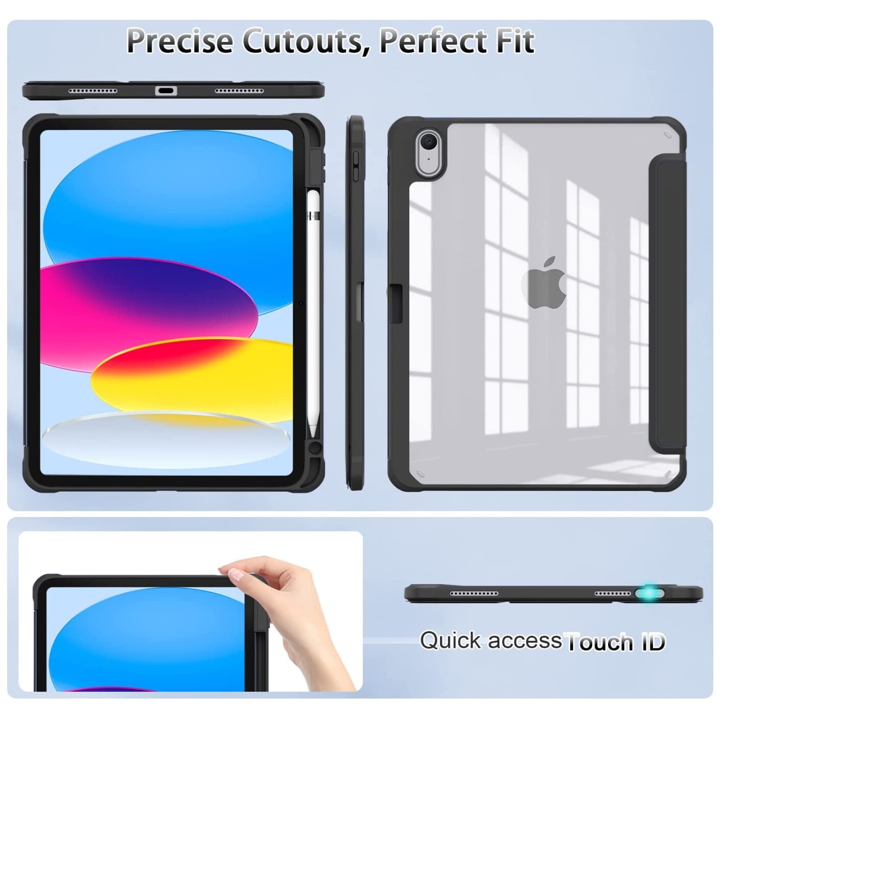 Husa Clear Pencil Pentru Apple Ipad Air 11 " 6 Gen 2024 Albastru Inchis
