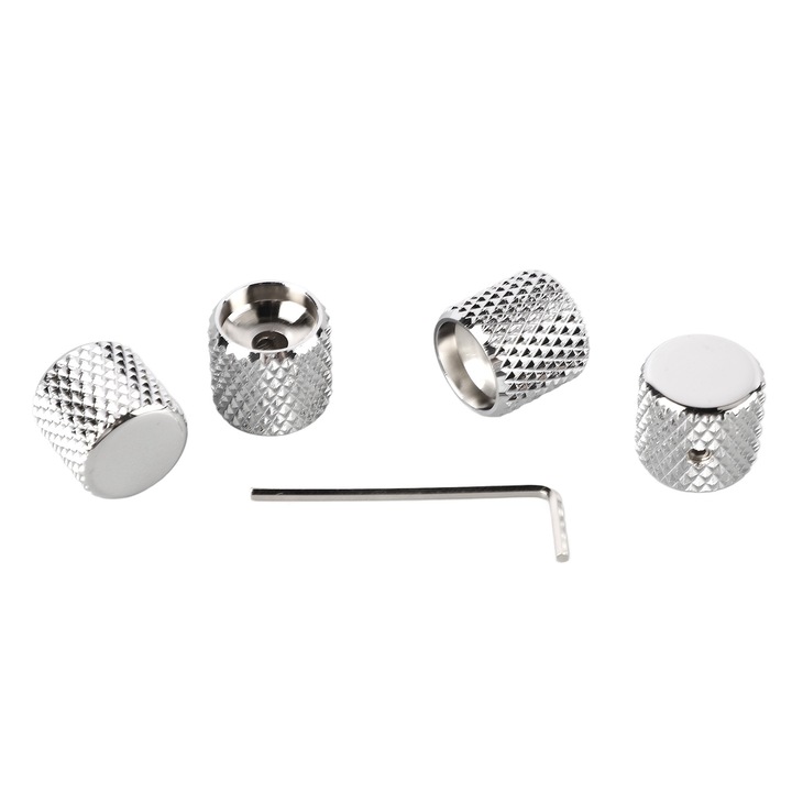 Set 4 butoane pentru chitara metalice, Bizaical, Argintiu