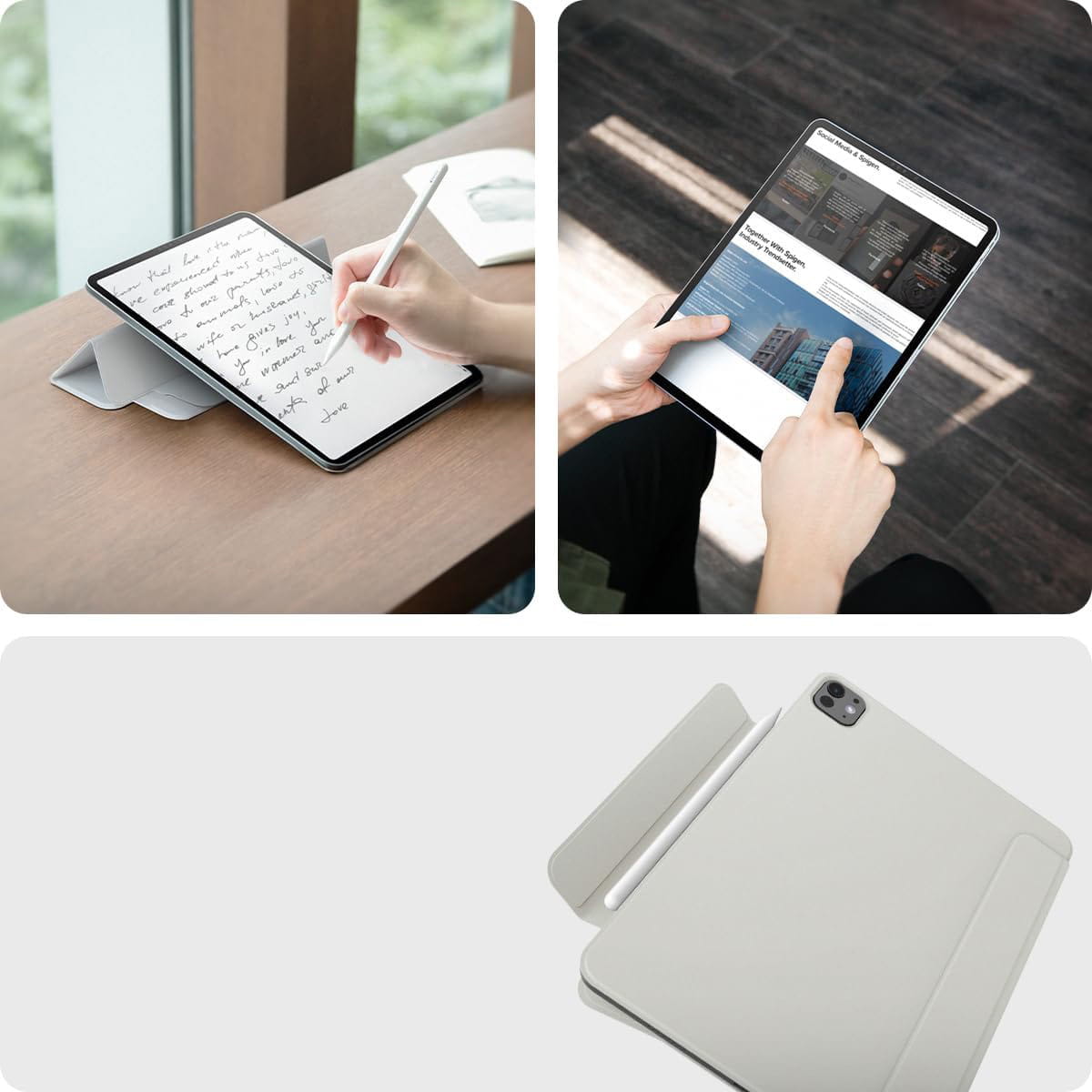 Husa tableta Spigen Air Skin Folio OneTap pentru iPad Pro 13" 7 gen. 2024 Gri