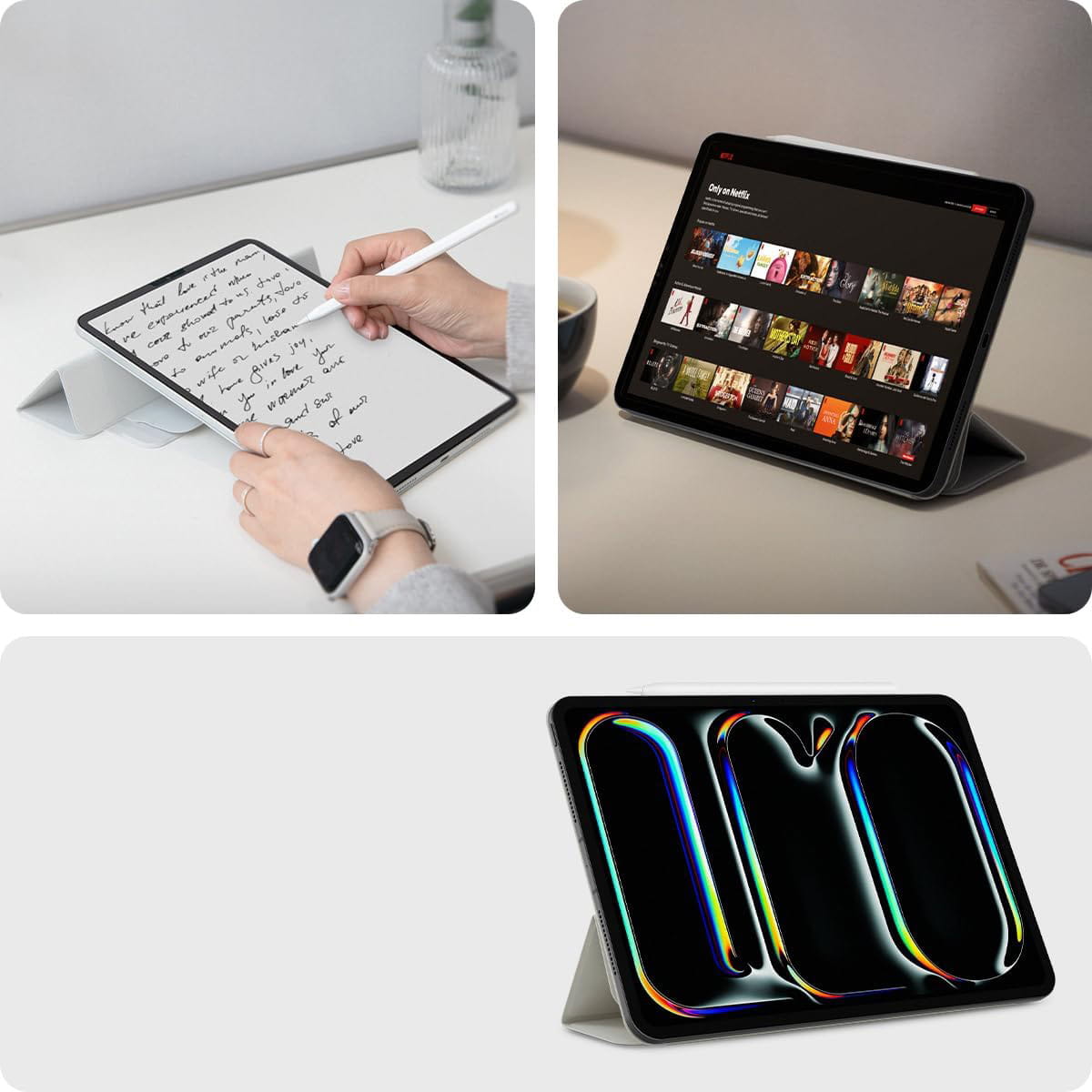 Husa tableta Spigen Air Skin Folio OneTap pentru iPad Pro 13" 7 gen. 2024 Gri