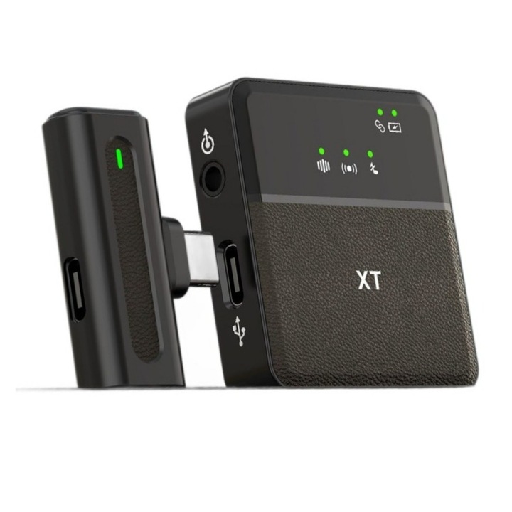 Microfon lavaliera, Conexiuni Type C, Ajustare Volum in timp real, AI Reducere zgomot, functii afisate pe microfon, Wireless, microfon lavalier, inregistrare video, patrat unul in doi, anulare a zgomotului, streaming live