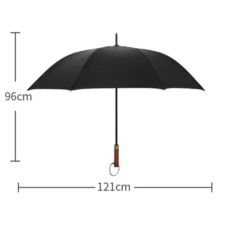 Umbrela eleganta de lux diametru 121cm/96X3X3 cm, ploaie/soare maner din lemn super rezistenta la vant, deschidere automata protectie UV 99% UPF 50%