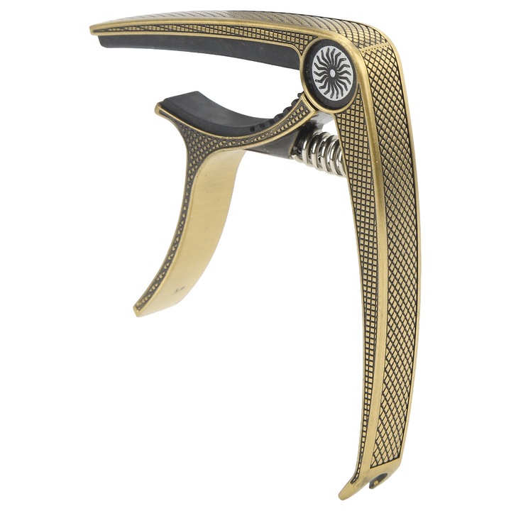 Capo acustic cu 6 corzi, Bizaical, metal, auriu