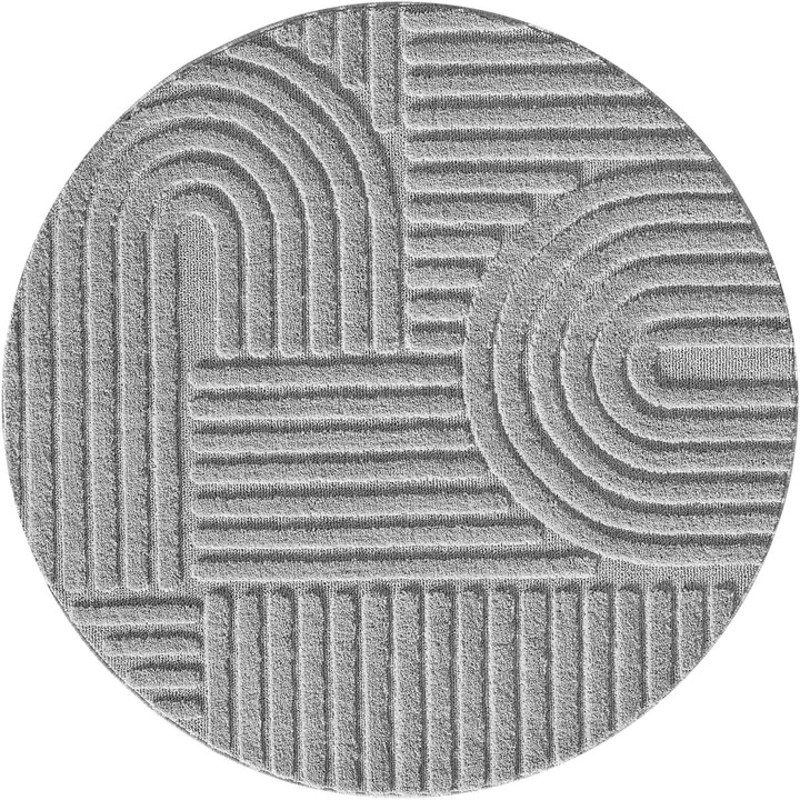 Covor, Ayyildiz, Art 3D, 120 x 120 cm, Fir De 8 mm, 1900 g/m2, Certyfikat Oeko Tex Standrd 100, Compatibil Cu Incalzirea Prin Pardoseala, Rotund, Living, Covor Modern, Gri