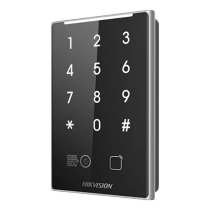 Cititor de proximitate MIFAR, cod QR, Wiegand, RS-485, tastatura integrata -HIKVISION DS-K1109DKB-QR