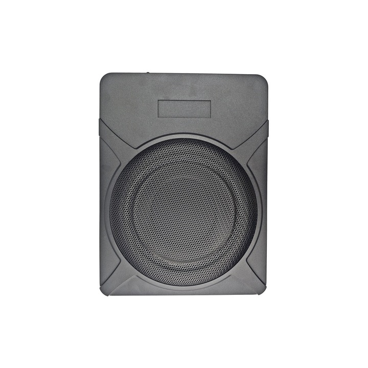 Subwoofer idealSTORE 8", cu Amplificator 600/800 wati, cu Accesorii de Prindere, Telecomanda inclusa, Compact cu Amplificator