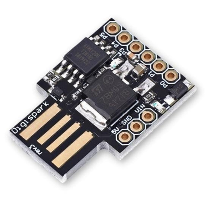 Modul, DigiSpark ATTINY85, microcontroler USB, PWM, regulator de tensiune, 18x24x4mm