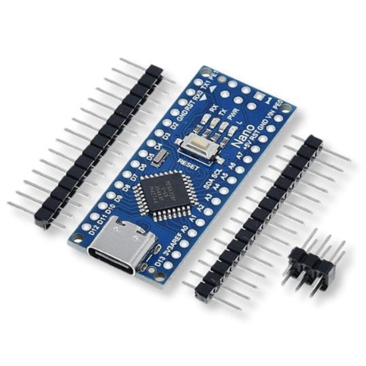 Modul, ATmega328P CH340G, NANO V3.0, Compatibil cu Arduino, Stabilizator de tensiune, 43 x 18 mm, USB tip C