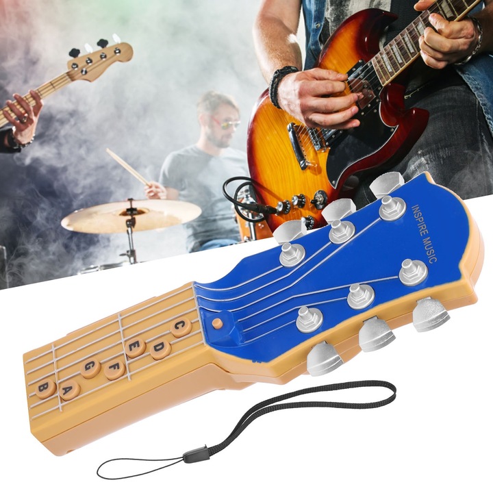 Léggitár, longziming, hordozható, 7 húros, kék, 21x9x4cm