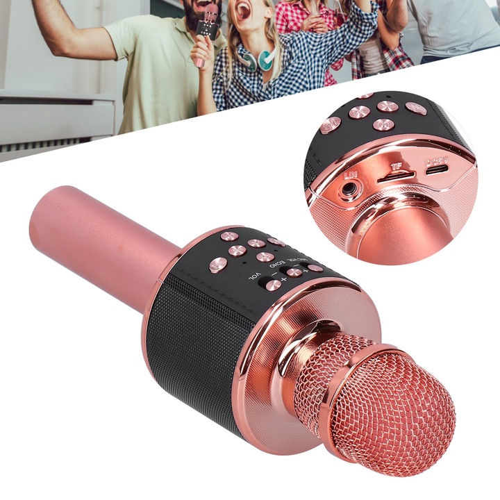 Longziming Bluetooth vezeték nélküli mikrofon, 5W, 2600mAh, kétirányú, party szett