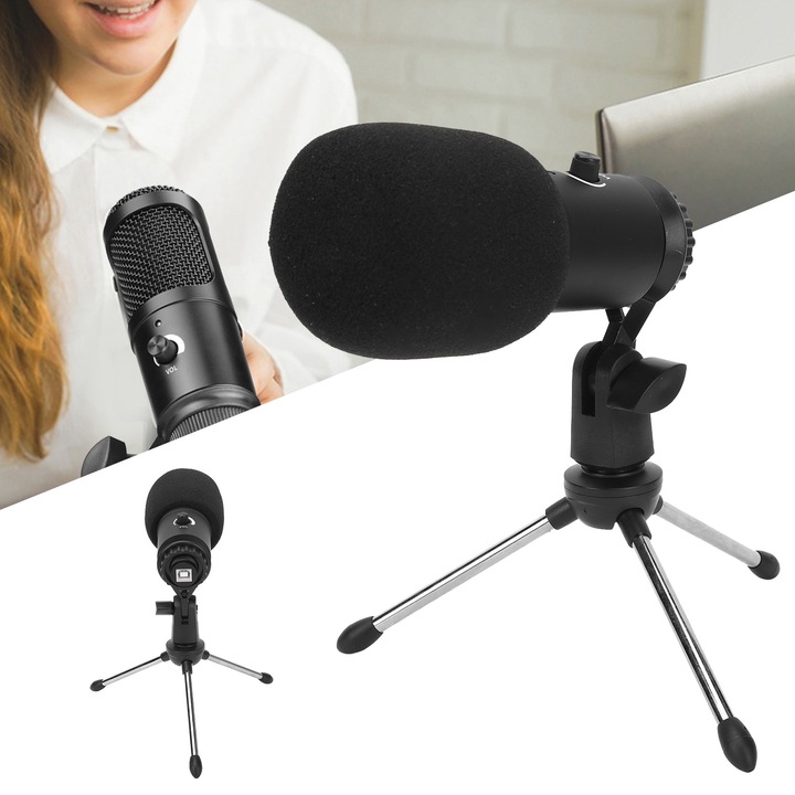 Longziming kondenzátormikrofon, USB, kardioid hangszedő, 180°-ban forgatható