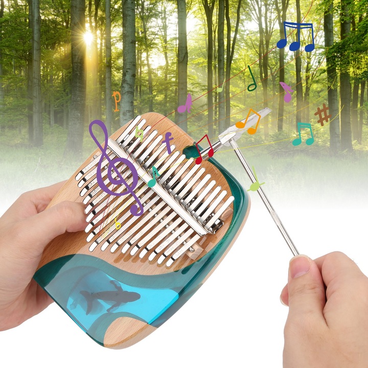 Kalimba, Jormftte, 17 billentyű, mahagóni, 15,7x13x2cm