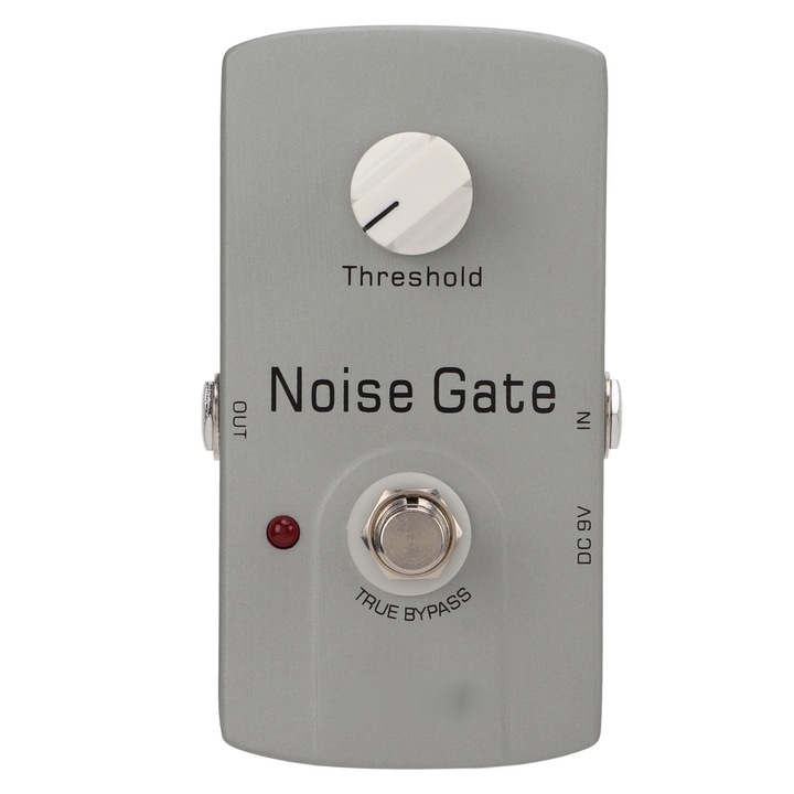 Jormftte zajcsökkentő pedál, fém, ezüst, kompakt kialakítás, 9V-os elemmel működik