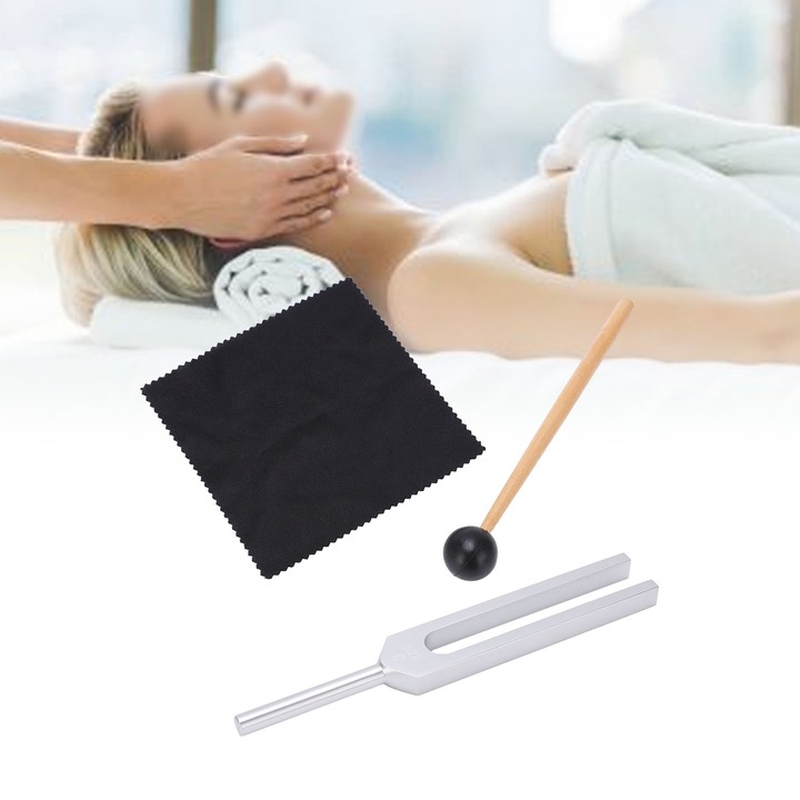 Hangvillakészlet 528Hz, Jormftte, fém és tömör fa, ezüst színű, puha tasakkal és tisztítókendővel