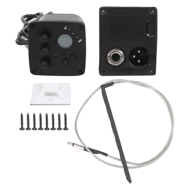 Pickup egalizator chitara Jormftte, 2 benzi, tuner LCD, piezoelectric, alimentare 9V