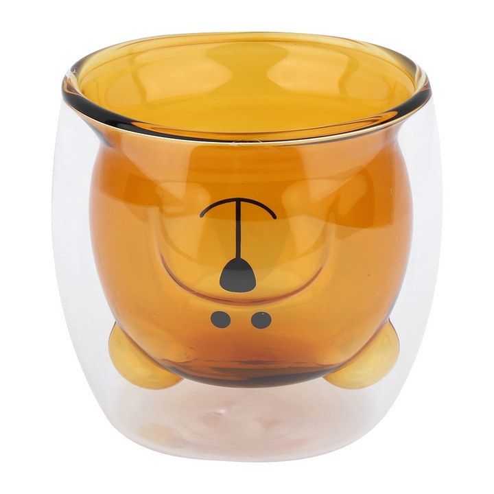 Duplafalú boroszilikát üvegpohár, Jormftte, 270ml, vicces design, hő- és hidegálló