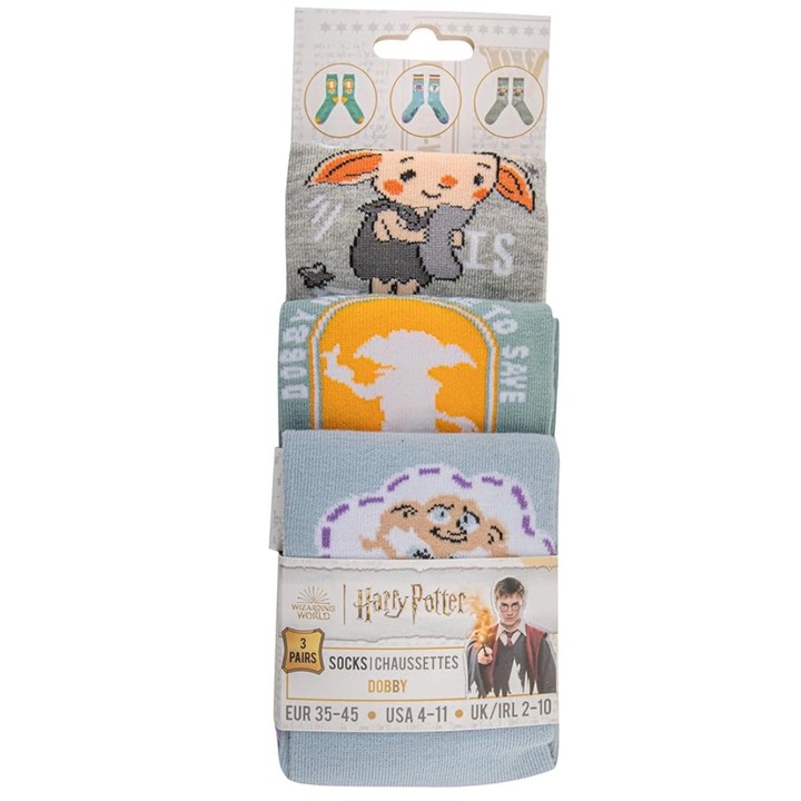 3 pár zokni készlet Cinereplicas, Dobby, Harry Potter, 35-45