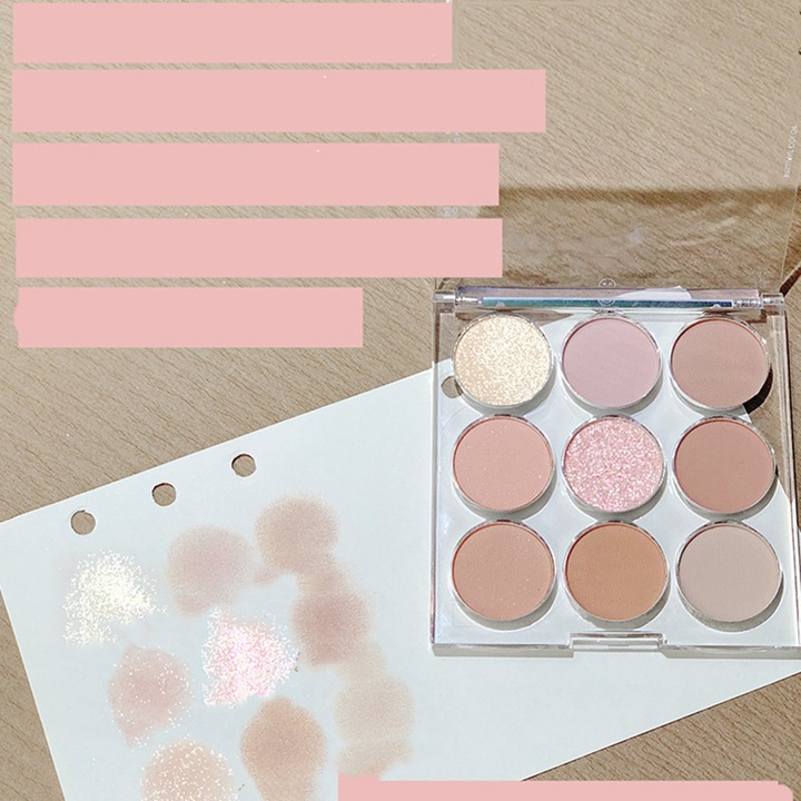 9 színű szemhéjfesték paletta, átlátszó, matt, többszínű