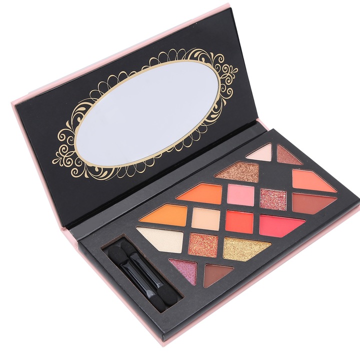 17 színű szemhéjfesték paletta, matt és csillogó hatású, könnyen felvihető, többszínű, kis méret