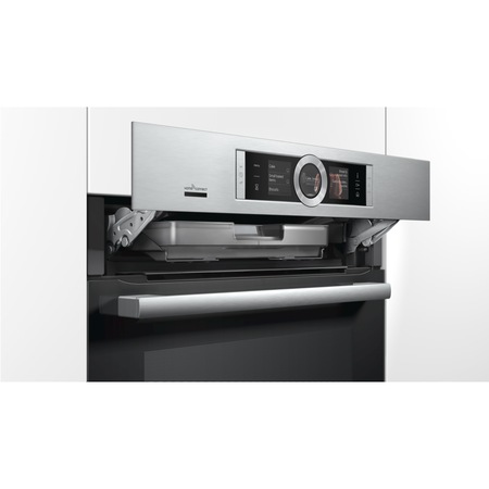 Cuptor incorporabil Bosch HSG636XS6, Electric, Multifunctional, 71 l, Autocuratare pirolitica, Functie Abur, Home Connect, Convectie 4D, Touch control, Display TFT, Clasa A+, Inox