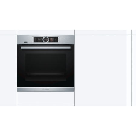 Cuptor incorporabil Bosch HSG636XS6, Electric, Multifunctional, 71 l, Autocuratare pirolitica, Functie Abur, Home Connect, Convectie 4D, Touch control, Display TFT, Clasa A+, Inox
