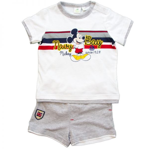 Compleu vara copii Mickey alb gri