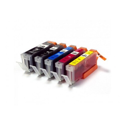 Set 5 cartuse compatibile Canon PGI-550BK XL, CLI-551BK XL, CLI-551C XL, CLI-551M XL, CLI-551Y XL