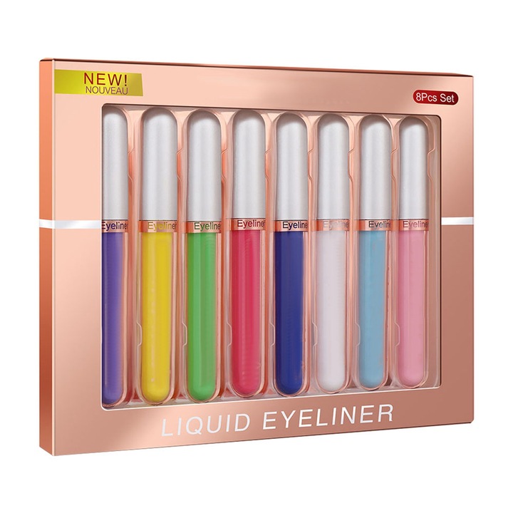 Matt folyékony szemhéjfesték készlet, 8 szín, vízálló, pigmentált, többszínű