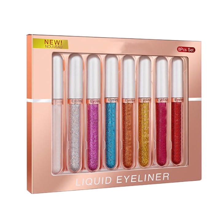 8 darabos folyékony szemhéjfesték készlet, 8 szín, vízálló, gyorsan száradó