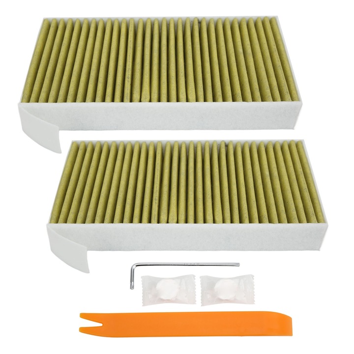 Set 2 Filtre de aer pentru cabina, compatibil Tesla Model 3 (2017-2021) si Model Y (2020-2021), verde