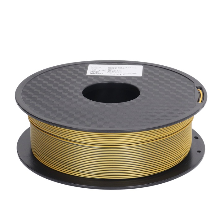 Filament PLA Silk 1.75mm, Enforose, dual color, auriu si negru, set 1x rola