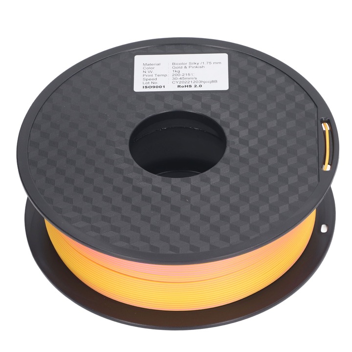 Filament PLA 3D Enforose, dual color auriu si rosu piersica, 1.75mm