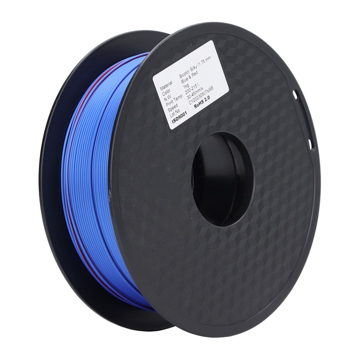 Filament 3D, Enforose, PLA dual color albastru-rosu, 1.75mm, 30-45mm/s, 200C-215C