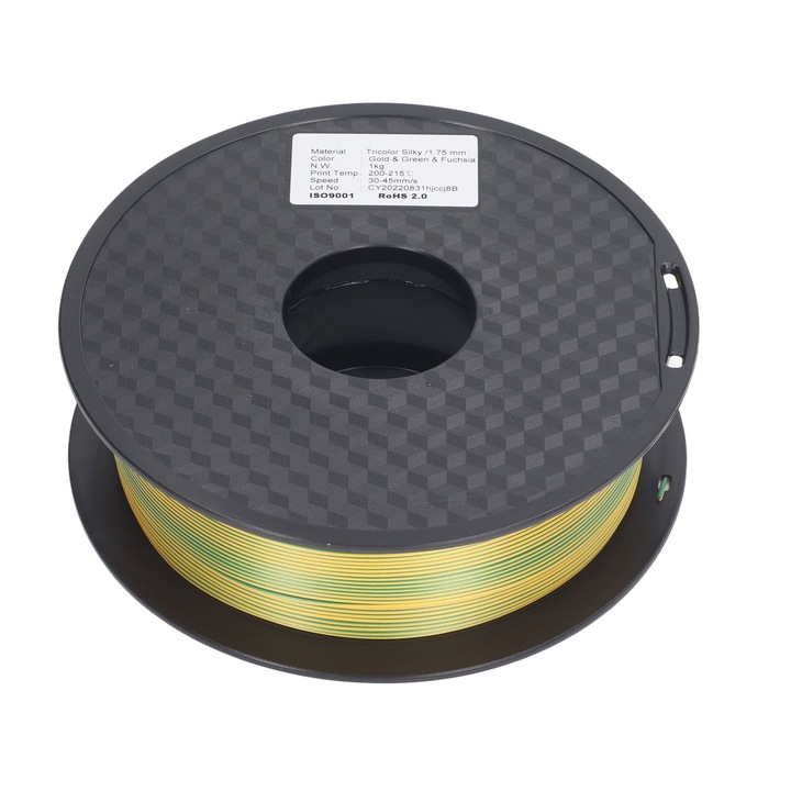 Filament PLA Tricolor 1.75mm, Enforose, aur, verde, rosu purpuriu, set