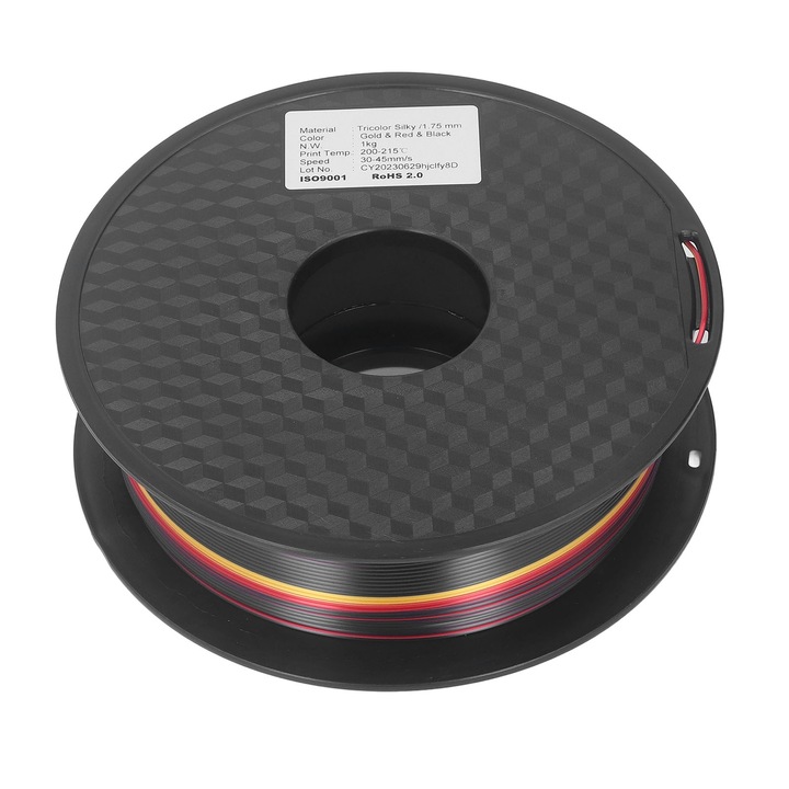 Filament 3D PLA 1.75mm Enforose, triplu color, aur, rosu, negru, ecologic
