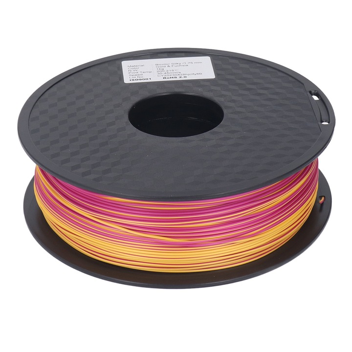 Filament 3D Enforose, 1.75mm, set dual color aurie si rosie purpurie, PLA, fara blocaje