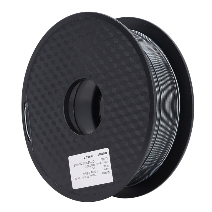 Filament PLA 1.75mm Enforose, 2 culori, argintiu-negru, consumabile 3D