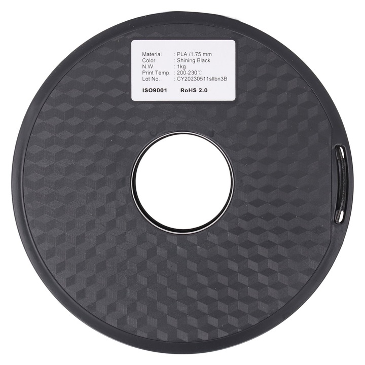 Filament 3D Enforose, PLA, negru stralucitor, 1.75mm, 1 rola