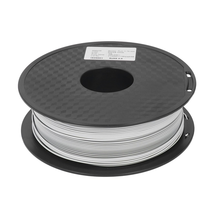 Filament PLA Dual Color Negru si Alb, 1x1kg, pentru imprimare 3D