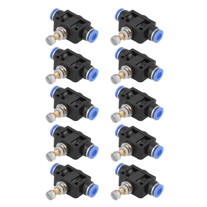 Set 10 buc Conector pneumatic 6mm pentru supapa de control al fluxului de aer, Enforose