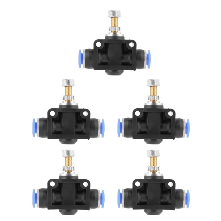 Set 5 buc Conector pneumatic 6mm pentru supapa de control al fluxului de aer, Enforose, plastic, 4.7x4cm