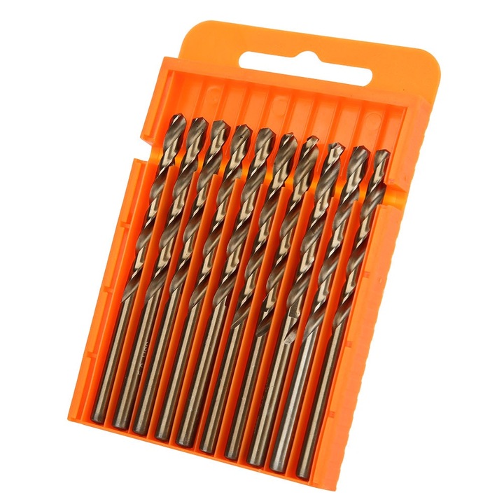 Set burghie din otel rapid, Enforose, 10 bucati, diametre 5.0mm si 5.5mm, pentru metal si lemn