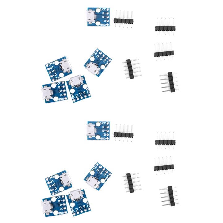 Set 10 buc Placa adaptor de alimentare Micro USB 5V, Enforose, dimensiuni compacte, 2 gauri de montare