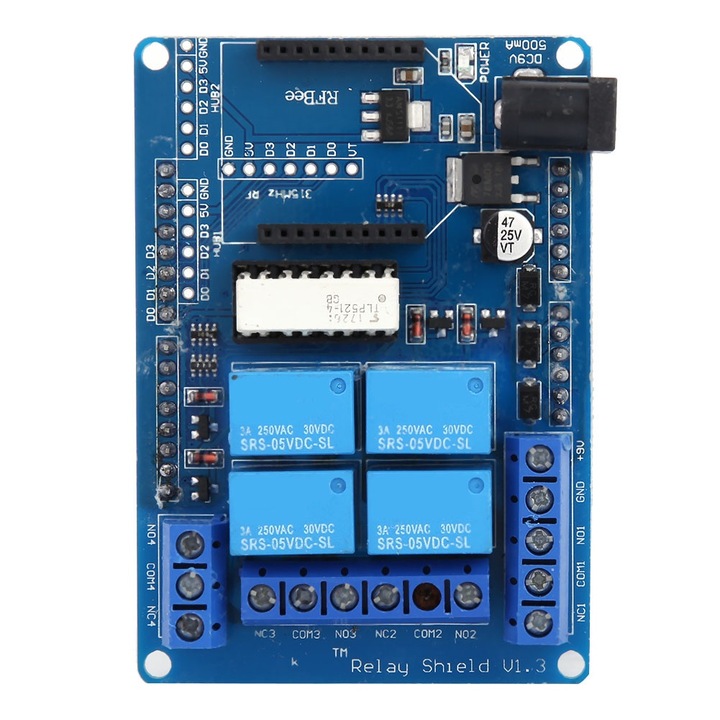 Placa de extensie a modulului releu cu 4 canale DC 5V cu scut pentru releu de protectie optocupler V1.3, Enforose