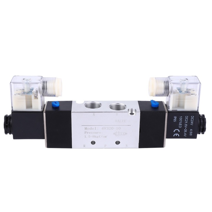 Légszelep 4V320-10, Enforose, 2 pozíció, 5 port, G3/8, G1/4, DC24V