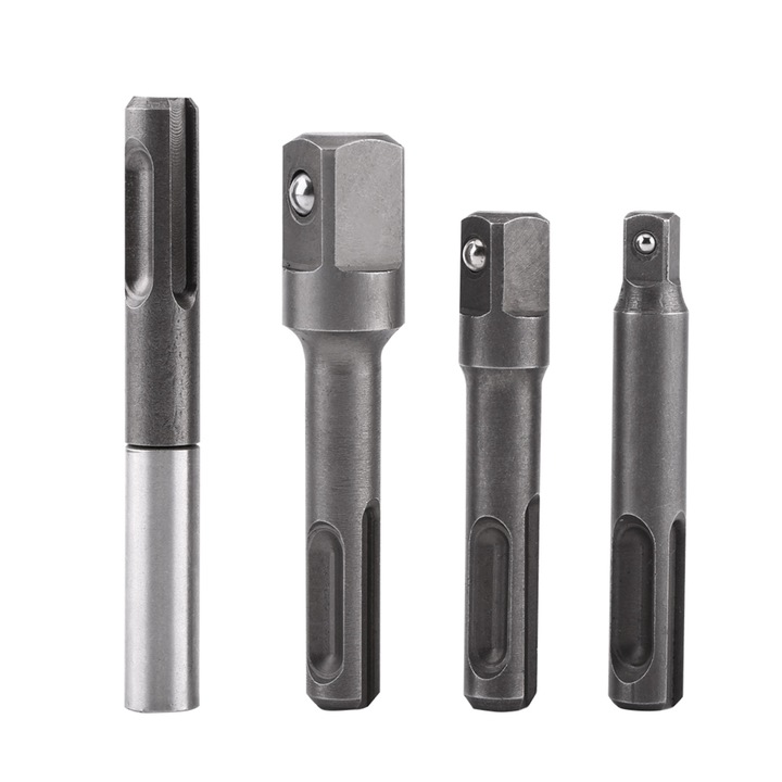 SDS Plus към 1/4" шестостенен адаптер с удължител за 1/4", 3/8", 1/2" квадратни свредла - комплект