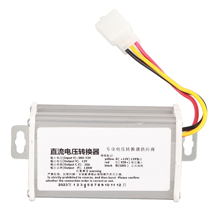 Modul Transformator adaptor convertizor, Enforose, DC 36V-72V la 12V 10A 120W pentru scuter electric